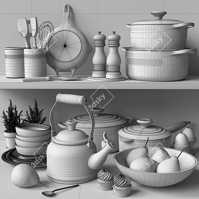 Pretty in Pink: Le Creuset Decor Set 3D model image 2