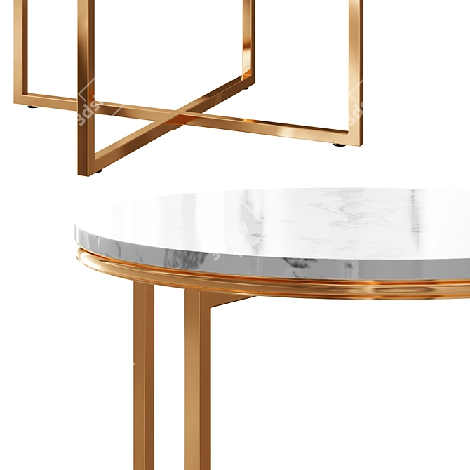 Elegant Marble Gold Table Set 3D model image 2