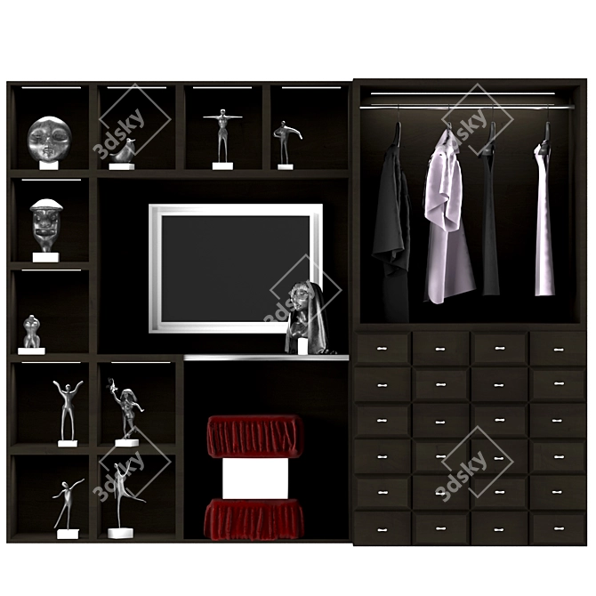 Stylish 3D Wardrobe 3D model image 1