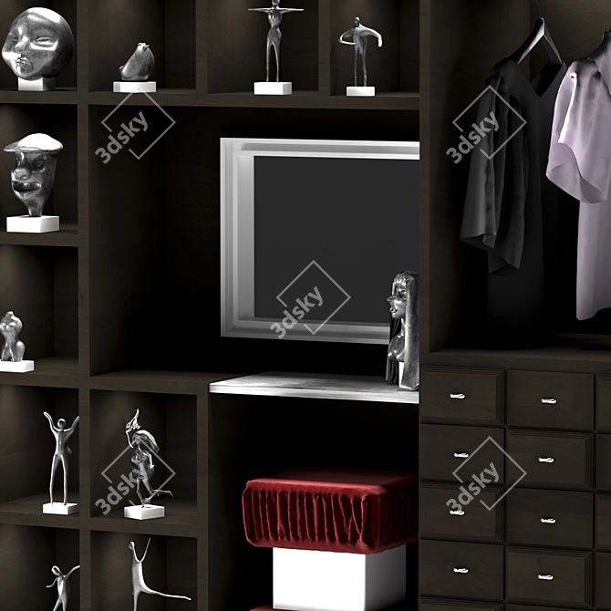 Stylish 3D Wardrobe 3D model image 3