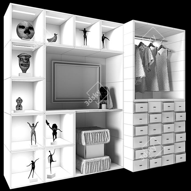 Stylish 3D Wardrobe 3D model image 4