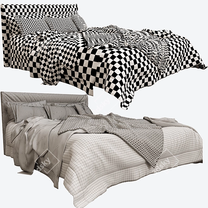 Corona Render Bed: 180x210cm 3D model image 3