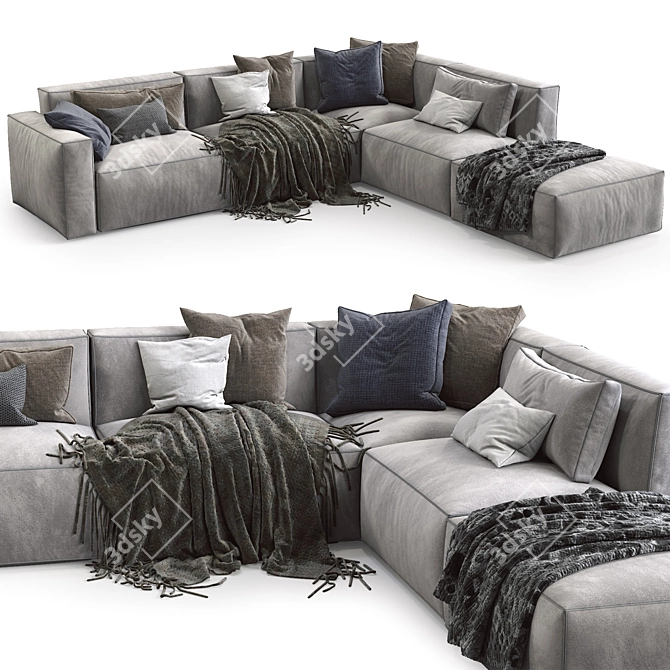 Sleek Elise Stretch Sofa 3D model image 1