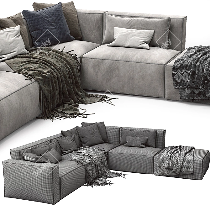 Sleek Elise Stretch Sofa 3D model image 5