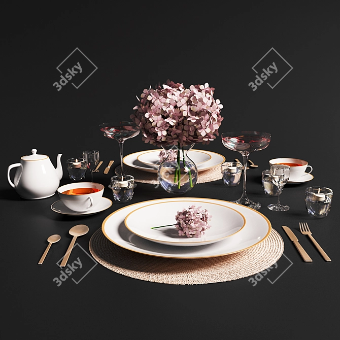 Elegant Tableware Set 3D model image 4