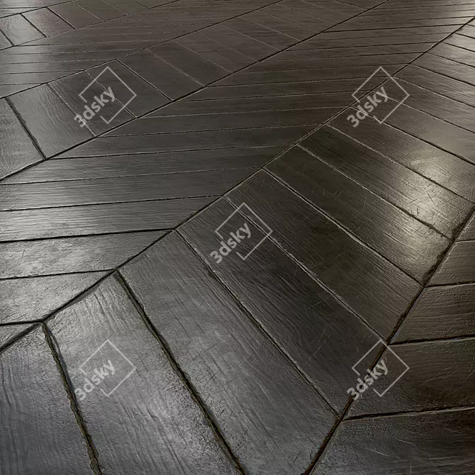 Black Chevron Parquet - PBR Texture 3D model image 2