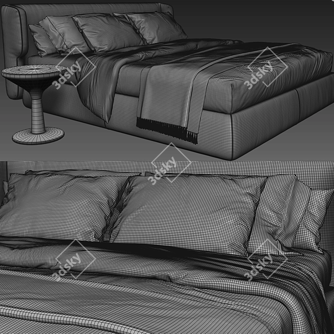 Sinuous Elegance: Ditre Claire Bed 3D model image 4