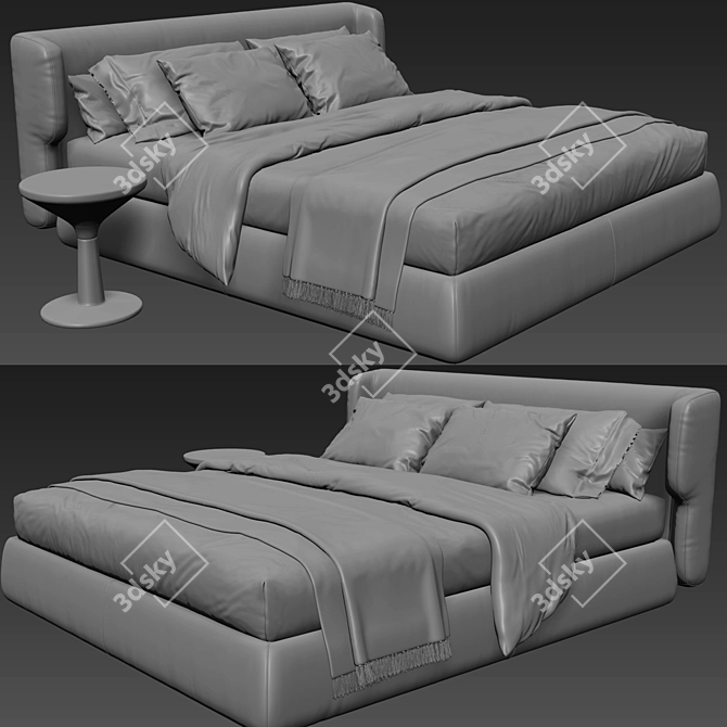 Sinuous Elegance: Ditre Claire Bed 3D model image 5