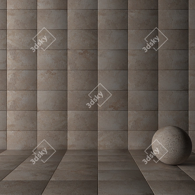 Elegant Derwent Stone Wall Tiles 3D model image 2