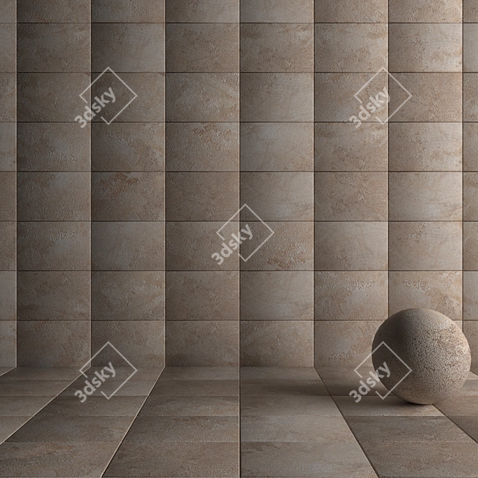 Elegant Derwent Stone Wall Tiles 3D model image 3