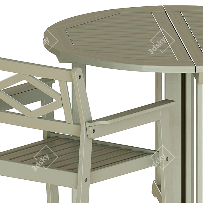 Outdoor Gray Stained Table & Chairs: Ikea Bondholmen 3D model image 3