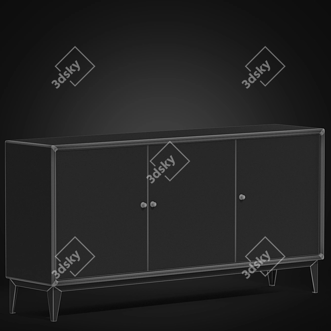 Modern Three Door Console 3D model image 3