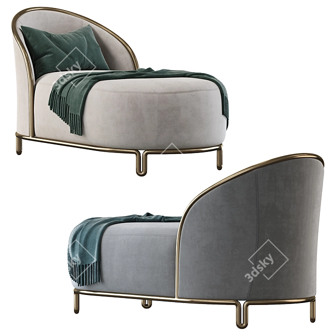 Elegant PIPE Chaise Lounge 3D model image 2