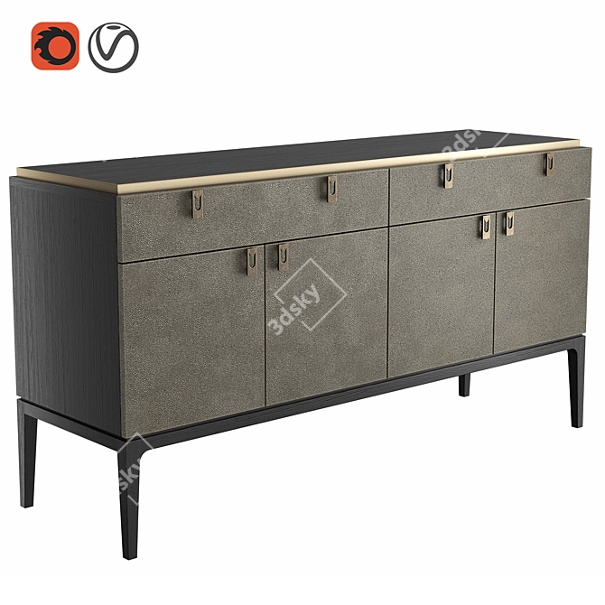 Glamour Chest of Drawers: British-Inspired Elegance 3D model image 1