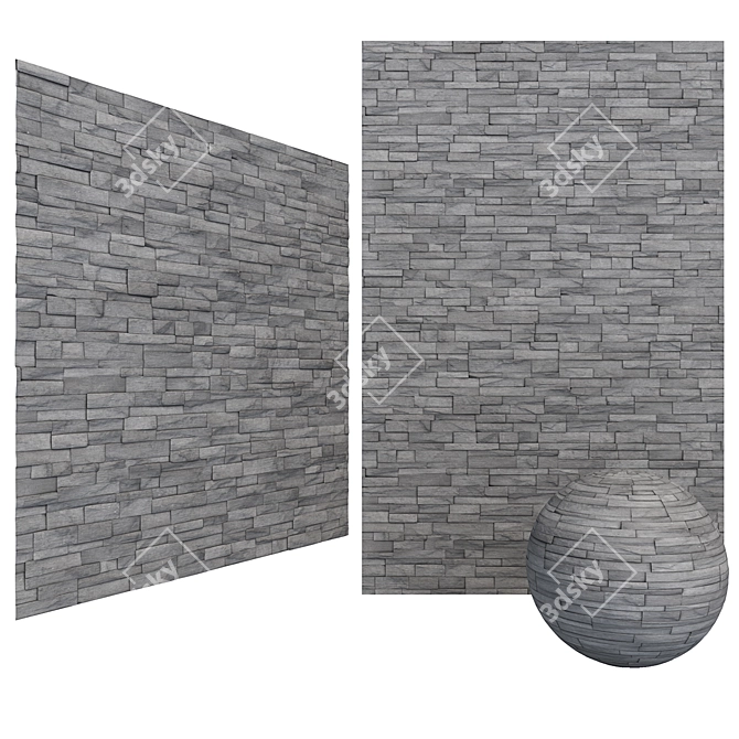 6K Tileable Gray Stone Wall Brick Mosaic: Corona & Vray Compatible 3D model image 1