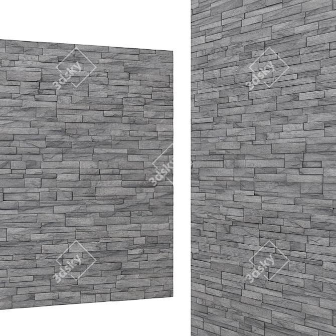 6K Tileable Gray Stone Wall Brick Mosaic: Corona & Vray Compatible 3D model image 2