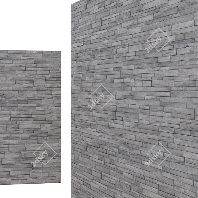 6K Tileable Gray Stone Wall Brick Mosaic: Corona & Vray Compatible 3D model image 3