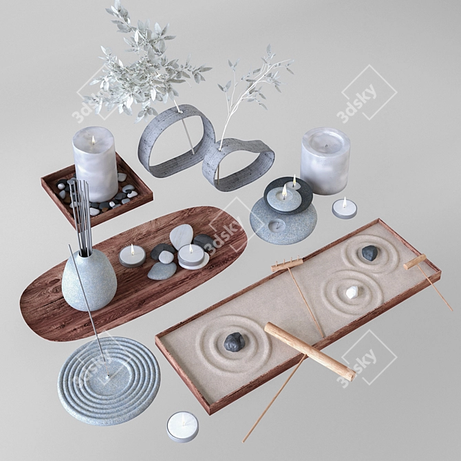 Serene Zen Garden Decor Set 3D model image 1