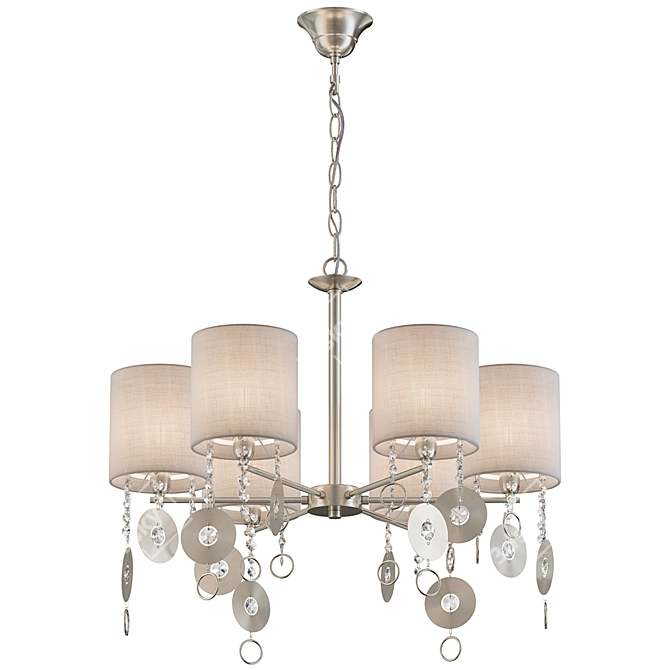 Maytoni Kira Modern Chandelier: Nickel Finish, Beige Fabric Shades, 6 Lights 3D model image 1