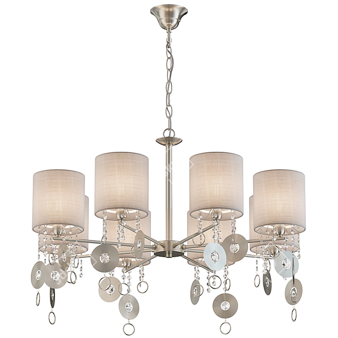 Kira Modern Chandelier: Nickel, Beige Shade, 8-Light 3D model image 1