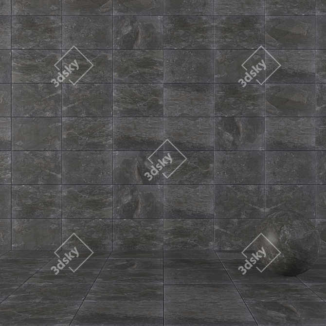 Alda Anthracite Stone Wall Tiles 3D model image 1