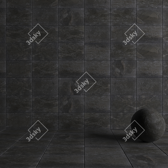 Alda Anthracite Stone Wall Tiles 3D model image 4