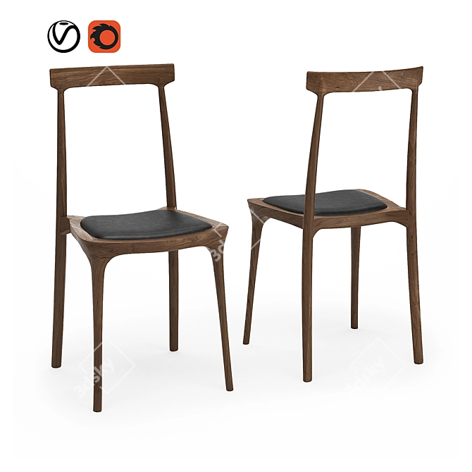 Elegant PJS Dining Chair 3D model image 1