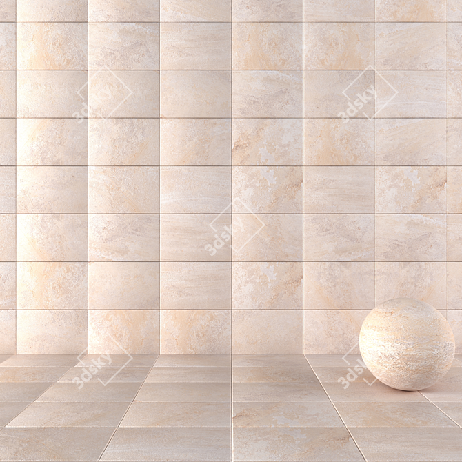 Mardin Cream Stone Wall Tiles 3D model image 1