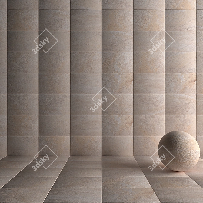 Mardin Cream Stone Wall Tiles 3D model image 4