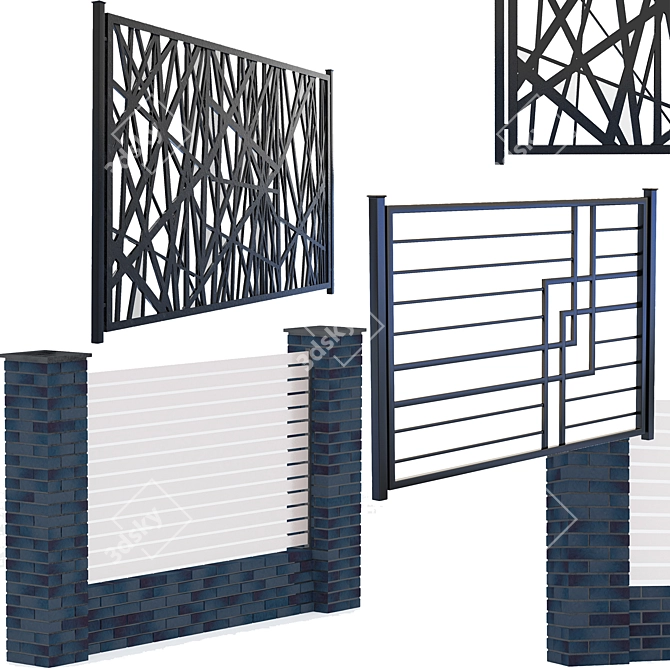 Metal Fencing: Durable and Stylish 3D model image 2