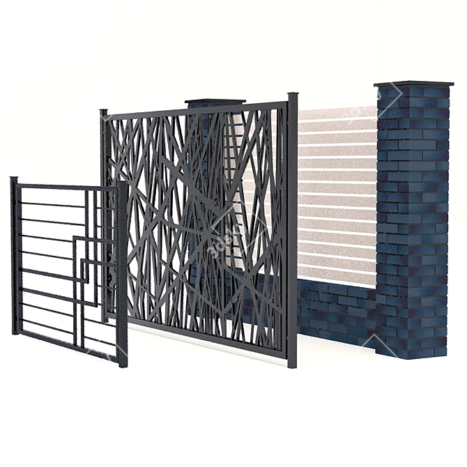 Metal Fencing: Durable and Stylish 3D model image 3