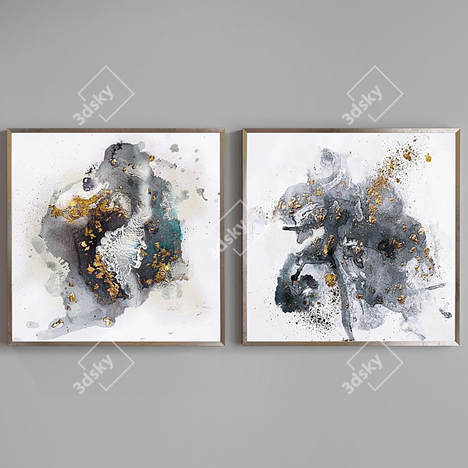 Golden Abstract Art Set 3D model image 1