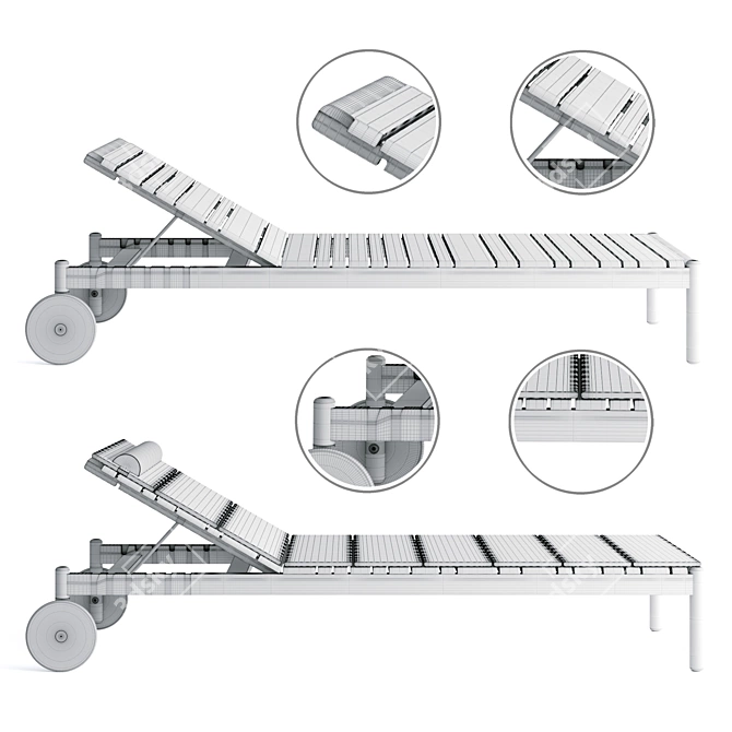 Modern Barcode Lettino: Stylish and Functional 3D model image 2