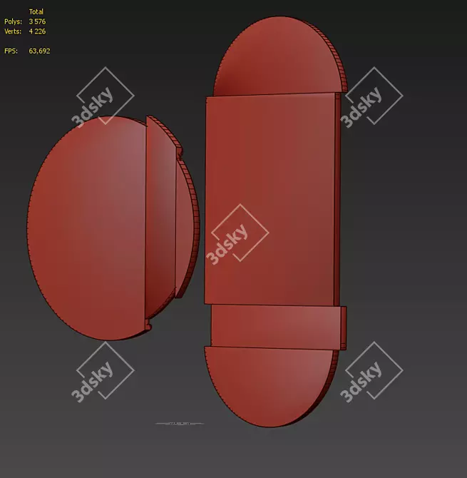 Split Oak Mirror, Black Lacquer Finish 3D model image 5