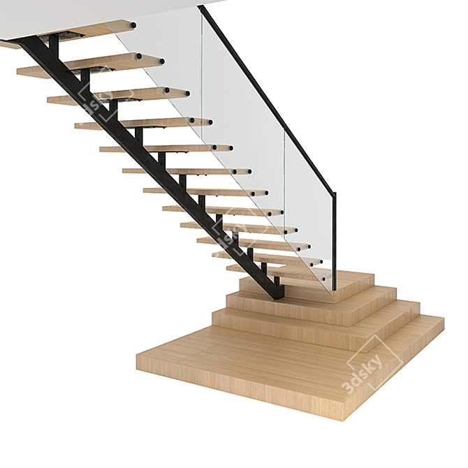 Sleek Modern Stairs 3D model image 2