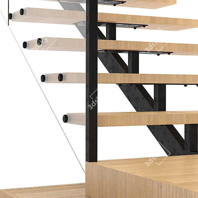 Sleek Modern Stairs 3D model image 3