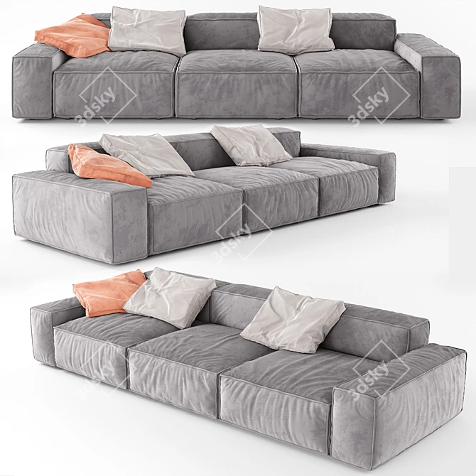 Sleek Modular Sofa Set 3D model image 1