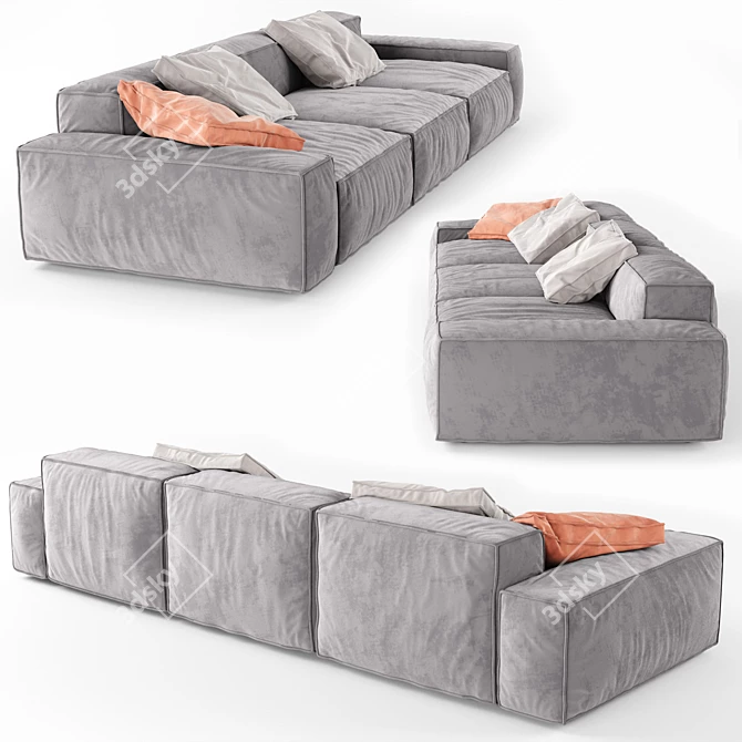 Sleek Modular Sofa Set 3D model image 2