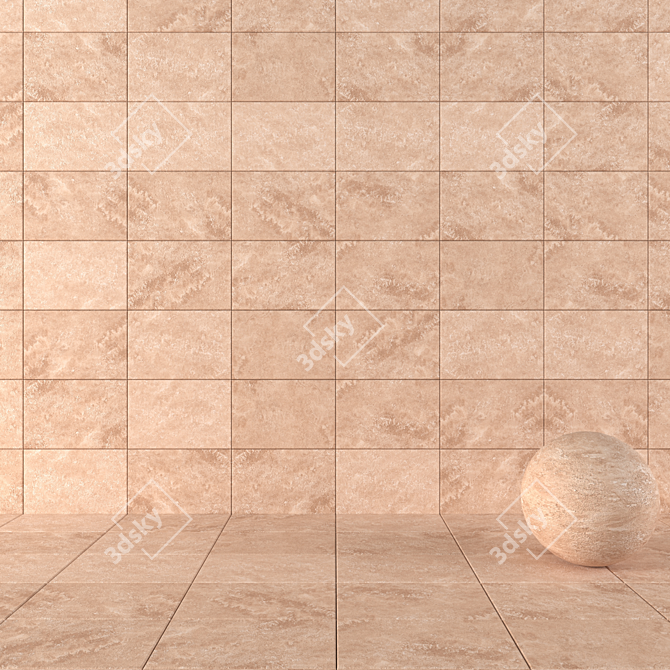 Bretton Beige Stone Wall Tiles: Textured & Versatile 3D model image 1