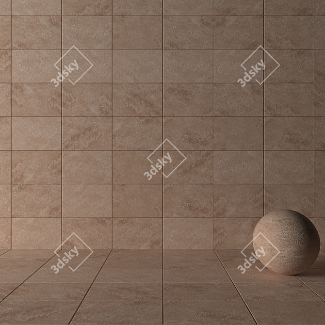 Bretton Beige Stone Wall Tiles: Textured & Versatile 3D model image 3