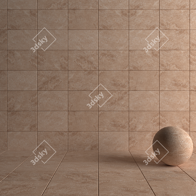 Bretton Beige Stone Wall Tiles: Textured & Versatile 3D model image 4