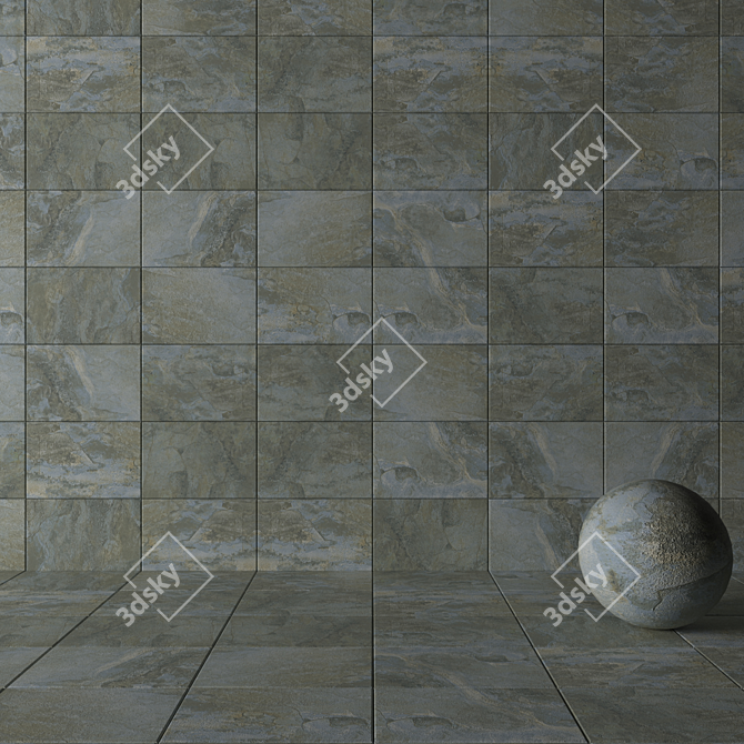 Key Stone Blue Stone Wall Tiles 3D model image 3