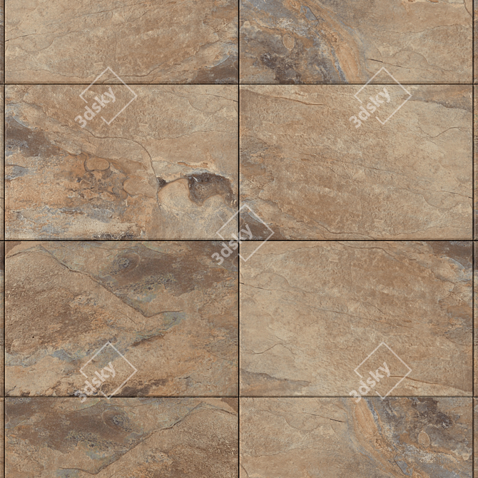 Key Stone Brown Stone Wall Tiles 3D model image 1