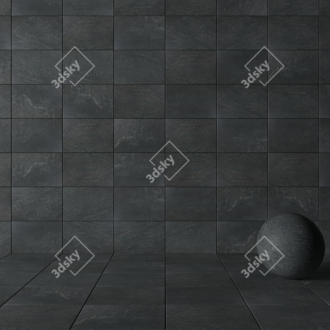 Anthracite Stone Wall Tiles: MOJO Collection 3D model image 3