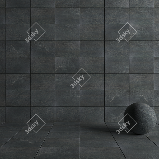 Anthracite Stone Wall Tiles: MOJO Collection 3D model image 4