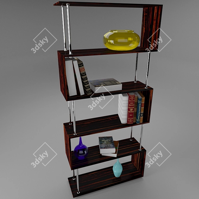 Chrome Metal Wall Shelves 3D model image 2