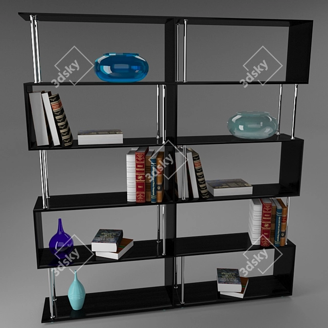 Chrome Metal Wall Shelves 3D model image 5