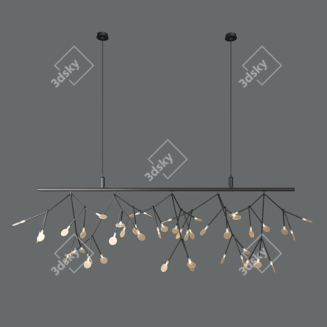 Modern Black Petal LED Chandelier 3D model image 1