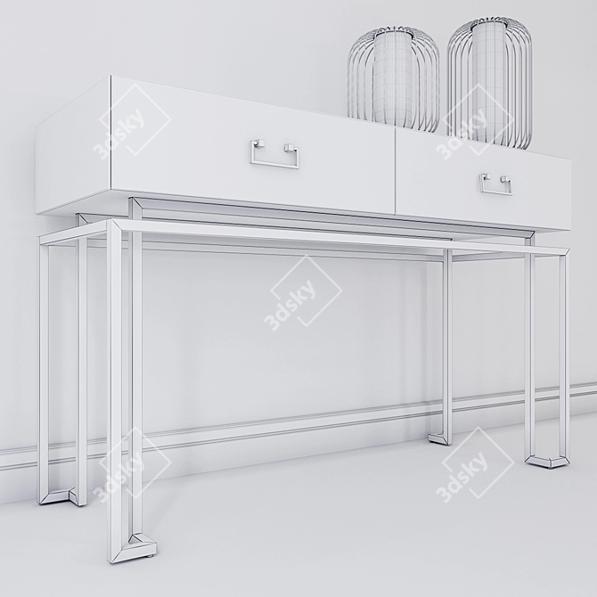 Garda Decor White Glass Console 3D model image 4