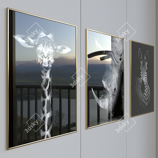 Abstract Framed Canvas Print 3D model image 2